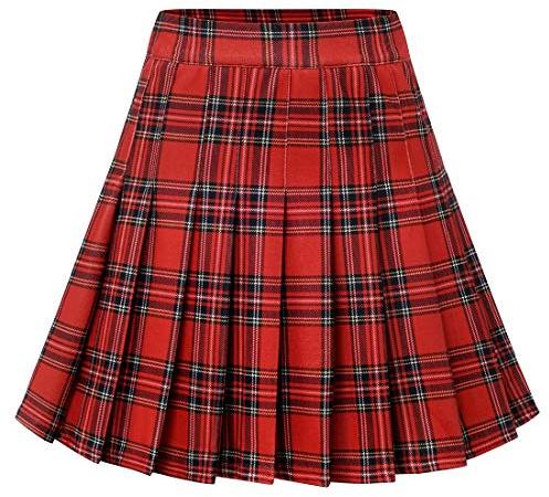 Dressystar Gonna da Donna, a Vita Alta, Stile Pattinatrice, Tennis, Basic, Mini Gonna a Pieghe Elasticizzata, XL