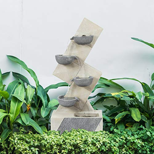 GardenKraft Outdoor Fountains/Cascading Water Feature/Weatherproof Design/Easy to Install/Tranquil Garden Ornament (Four Bowls Fountain)