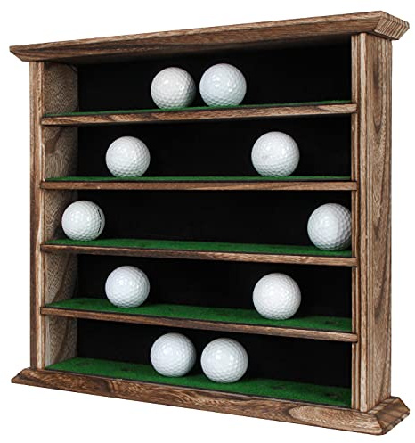 J JACKCUBE DESIGN 30 Golf Ball Display Case Wall Rack Cabinet Holder Shelf, No Door, Rustic Wood Wall Mount- MK802B (30 Balls)