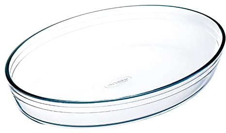 Tradineur - Fuente para horno ovalada - Fabricado en Vidrio - Apto para microondas, congelador y lavavajillas - 3 Litros - 6,5 x 35 x 24 cm
