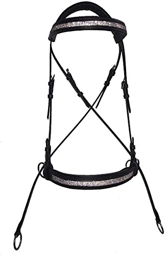 Equipride - Pernottina in pelle senza morso con redini in gomma antiscivolo (extra pieno, nero)