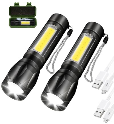 EvaStary LED Torch Rechargeable, 3 Lighting Modes Flashlight with Adjustable Focus, Lightweight Small Pocket Size LED Torch for Power Cuts, Emergency, Camping, Hiking, Outdoor