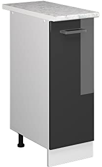 Vicco Apothekerschrank R-Line, Anthrazit Hochglanz/Weiß, 30 cm, AP Marmor