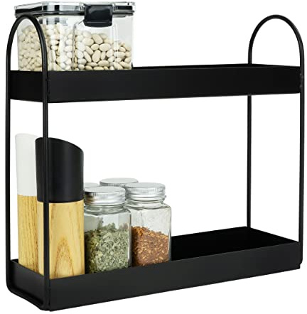 QUVIO Organizer per cucina, bagno, lavandino, portaspezie, scaffale per spezie, portaspezie, organizer per spezie, scaffale da cucina, scaffale in metallo, mensola angolare, organizer da cucina a 2