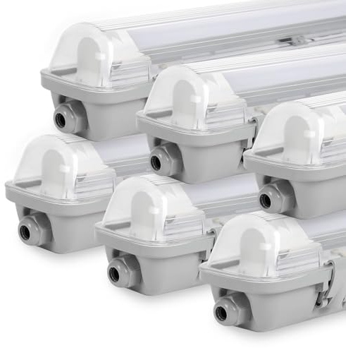 Sonnewelt Reglette LED garage 120cm Eclairage Led etanche 6 unités 18W 1530LM IP65 T8 Tube Reglette Led etanche Blanc neutre 4000K Garage Atelier Plafonnier pour Atelier,Sous Sol,Bureau
