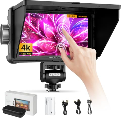 VILTROX DC-550 PRO 5.5 Inch Touchscreen Video Monitor - 1200nits 4K HDMI DSLR External Display with Exposure Focus Assist Waveform for Sony Canon Nikon with Battery