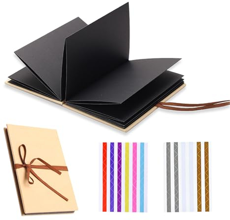 MAJOYLIFE Fotoalbum zum Selbstgestalten,Scrapbook Album Klein,Fotoalbum zum Falten mit 30 schwarzen Einlagen (5 Inch)