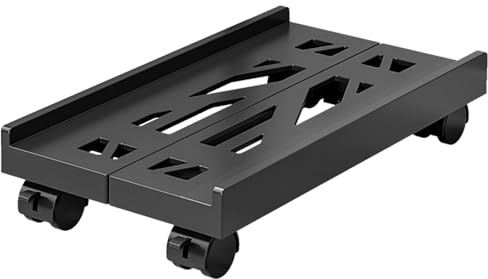 HOUSLUX Support pour PC, support de PC, support CPU sous le bureau avec roulettes (noir)