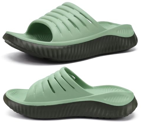 KuaiLu Sandali di Recupero Donna con Comode Ortopediche Fascite Plantare Supporto Arco Ciabatte Aperte Leggero Sportivi Ciabatta Estive Mare Spiaggia Piscina Doccia Antiscivolo Sandalo Verde oliva 37