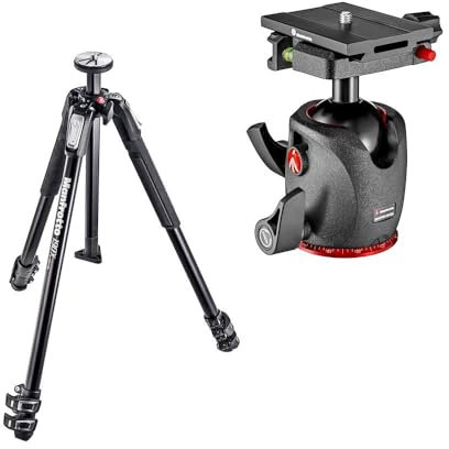Manfrotto 190X Treppiede 3 Sez. Alluminio e Testa XPRO, Piastra Q6 di Sgancio Rapido con Blocco Superiore, Alta Precisione, Fluidità, Attrezzatura Foto, Treppiede per Mirrorless, Creazione Contenuti
