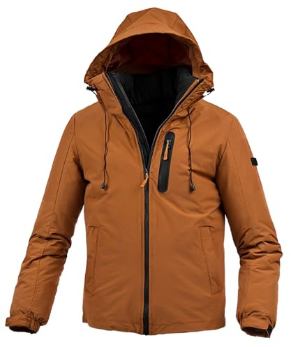 Instinct Giubbotto Giubbino Giacca Invernale Uomo 3 in 1 Caldo Antivento con Cappuccio Piumino Outdoor Casual Sportivo per Lavoro e Scuola Autunno Inverno 3XL, Senape