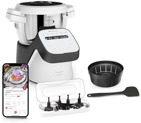 Moulinex, Companion, Robot cocina, 14 funciones, Capacidad XL para 10 personas, Gris, Fabricado en Francia, HF8408F1