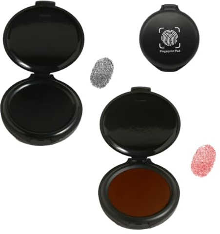 KEQAR 2 pièces Professionnel Doigts Tampon Encreur, Effaçable à Séchage Rapide, avec Impressions Transparentes, Encre pour Empreinte Doigt pour Bureau Identification Notaire (Noir, Rouge)