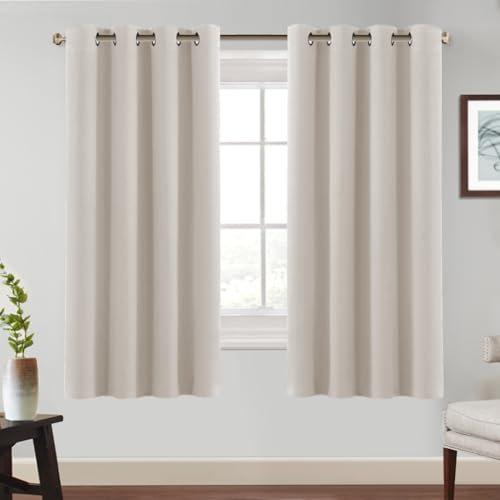 BellaHills Cortinas Termicas Blackout para Dormitorio y Salon,Cortinas Dormitorio 2 Piezas,140x175cm,Blanco Marfil