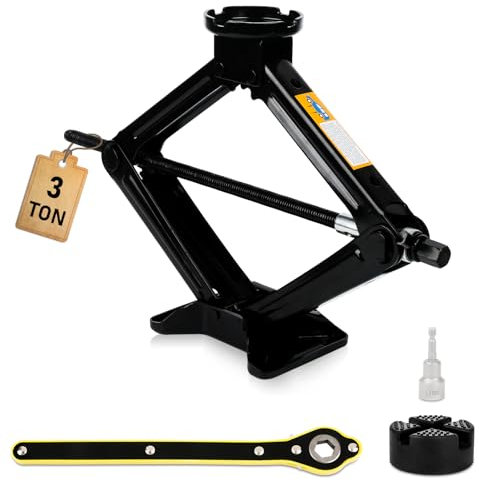 TEOV Scissor Jack 3 Ton (6614 lbs), Universal Car Jack Kit, Maximum Height Up to 45cm, Portable Jack Set for Car, SUV, MPV and Other Vehicles