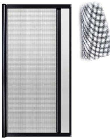 Puerta Plegable Puerta Corrediza de Malla Ventilada para Interior / Exterior, Puerta Temporal de Verano con Malla para Mascotas y Marco de Aluminio, Puerta Mosquitera Telescópica Sin Perforaciones(40x