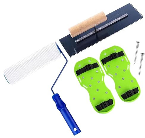 Llana de enlucido profesional con cepillo de rodillo y zapatos de punta para mampostería y piso