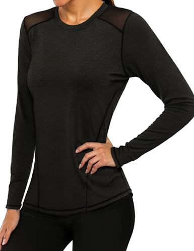 Gyabnw T-Shirt Sportiva Donna Maglietta Sportiva Manica Lunga Spalla in Rete Maglie Palestra Donna Girocollo Fitness Yoga Corsa Danza