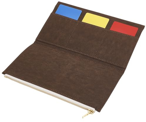 craspire dossiers Zip Poche 8.07x4.72 Pouces Voyageurs Coco Brun foncé carnet planificateur Portefeuille Carte Porte-Passeport Facture Papier Stockage Sac pour Journal Couverture TN Accessoires