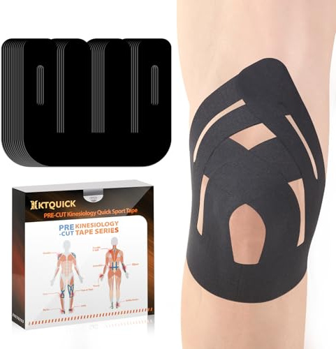 KTQUICK Vorgeschnittene Kinesiotape für Knie,10PCS,Starke Haftung&Latexfrei