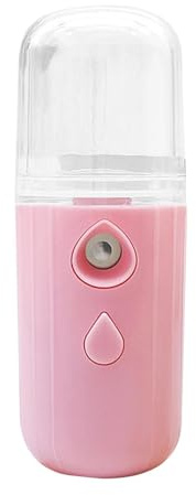 Face Mister - 30ml Nano Spray - Moisturising Cream, USB Rechargeable Handheld Face Steamer, Portable Fine Mist Hydration | Travel Size Atomiser with Visible Water Tank for Skin Care, Pink, see