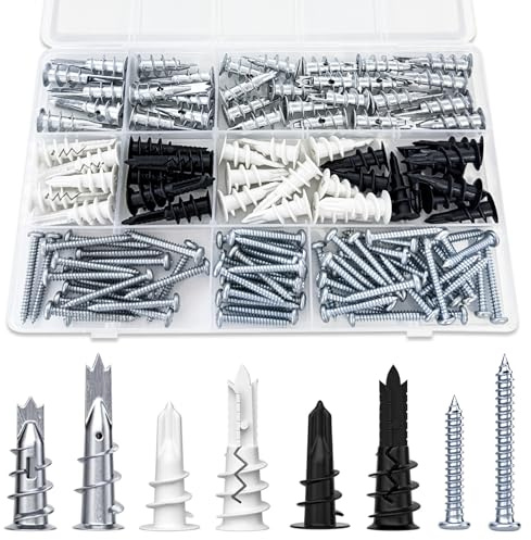 130 STK Schrauben und Dübel Set,Gipskartondübel,Selbstbohrender Rigipsdübel