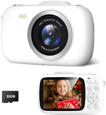 Cámara digital, 48 MP 1080P, Full HD, tarjeta TF de 32 GB, pantalla de 3,0 pulgadas, cámara compacta portátil con zoom digital 16x, grabación de vídeo 4K Ultra HD, (cian)