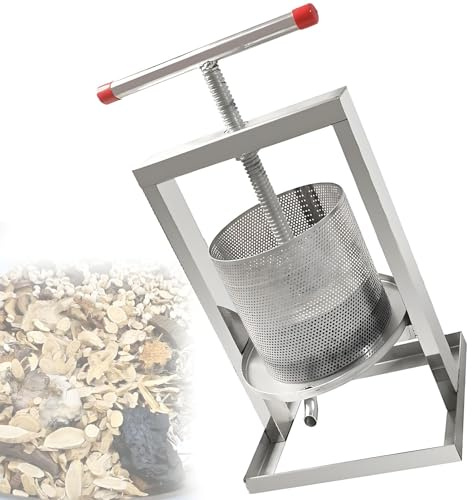 Extractor de miel manual con mango en T con barriles de red de acero inoxidable, prensa manual para limón, lima y naranja