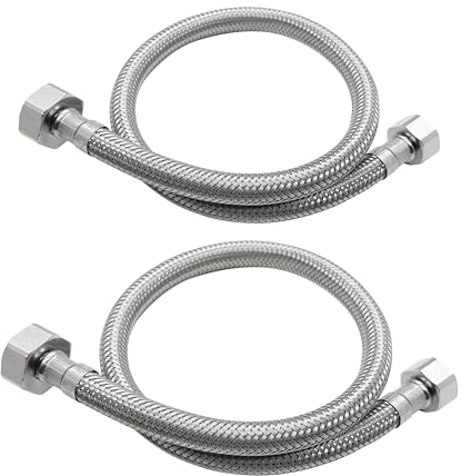 JOHO 2 Stück Armaturenschlauch für den Anschluss eines Wasserhahns Überwurf 1/2 Zoll IG x 3/8 Zoll IG x 500 mm | Flexschlauch | Verbindungsschlauch Chrom