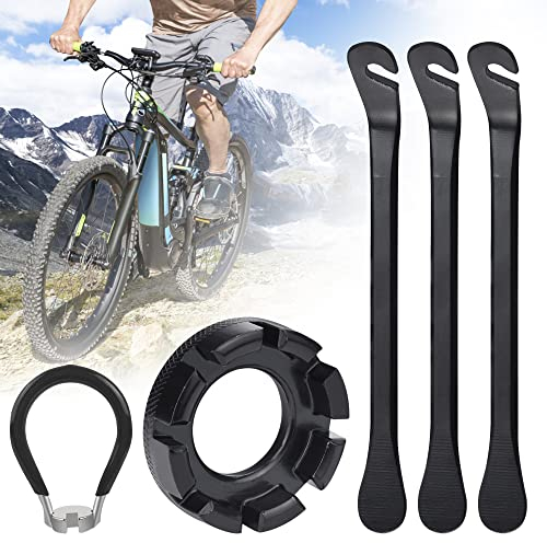 BUENTYA 5 Stück Fahrrad Speichenschlüssel 6 in 1 Speichen Werkzeug Kit für Rad Speichenschlüssel Reifenheber Fahrrad Universal Speichenschlüssel zum Einstellen von Fahrradfelgen 10-15G Schwarz