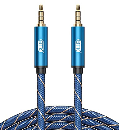 EMK Cable AUX 4 Pin Jack 3,5mm Cable Audio aux TRRS extensor macho a macho 4 polos 3.5mm micrófono Cables Aleación aluminio para teléfonos, auriculares, coche (2 m)