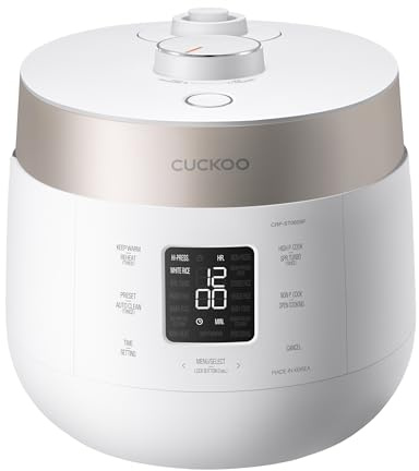 CUCKOO Twin Pressure Rice Cooker 6-Cup Uncooked / 12-Cup Cooked with Nonstick Inner Pot, Versatile Rice Maker & Warmer with 16 Menu Options, Open Cooking Mode, Voice Guide, White (CRP-ST0609FW)