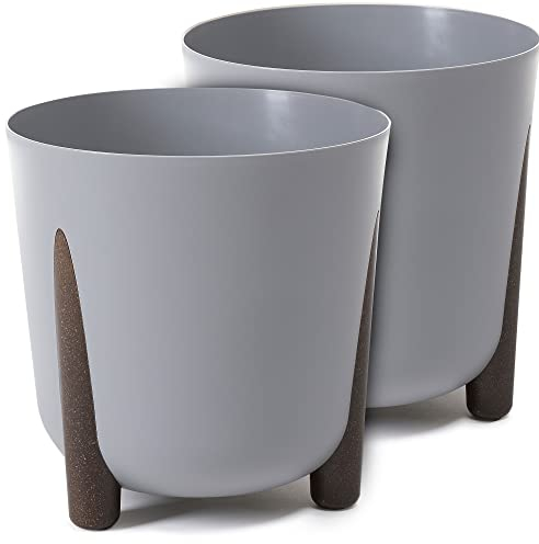 TULMERO Blumentopf matt, Pflanzkübel aus Übertopf Kunststoff Dekorativer Topf für, groß und klein Pflanzen, 2er-Set blumenkübel, blumenkübel kräutertopf, (2 Pack) Grau, ø 30 cm
