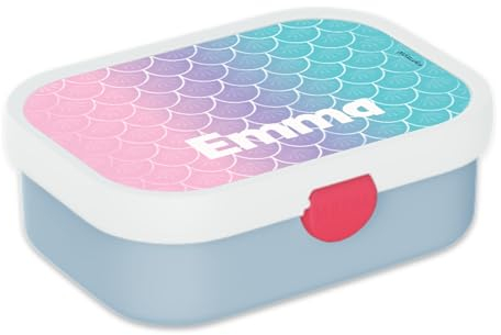 Mepal Personalisierte Brotdose mit Namen - Bento Lunchbox für Kinder - Meerjungfrau - Geeignet für bis zu 4 Butterbrote - BPA-frei & Spülmaschinenfest - 750 ml - Blau