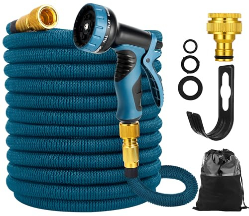 Sylken Garden Hose Expandable Garden Pipes，3 Times Expanding Flexible Magic Lightweight Watering Hose Pipe with 10 Function Spray Gun，Magic Hosepipe for Gardening Patio Car Washing Pet Bathing(100FT)