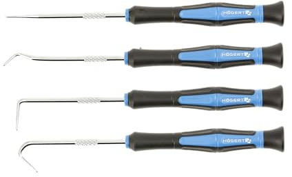 Högert Technik - Ganci con manico 4 pezzi | Set di ganci | Strumenti di pungitura e gancio | Set di ganci