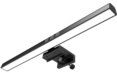 Lampe de travail LED de 50 cm pour écran d'ordinateur, gradation automatique, 3 modes de couleur, réglage de l'heure de 60 minutes, contrôle tactile, barre lumineuse de réglage, respectueux des yeux
