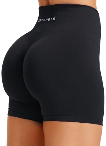 JOYSPELS Womens Seamless Scrunch Booty Gym Shorts Black XL