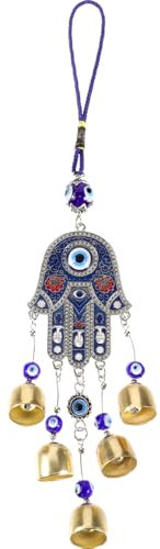 CAXUSD Cascabel De Viento Forma De Palma Colgante De Ojo Turco Decoración para Puertas y Exteriores Amuleto De Protección y Relax
