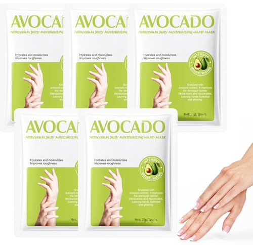 5 Paia Maschera Per Le Mani, Guanti Idratanti All'avocado, Maschera Idratante Per Le Mani Con Vaselina, Guanti Idratanti Per Spa Per Le Mani, Cura Delle Mani Nutriente Ed Emolliente
