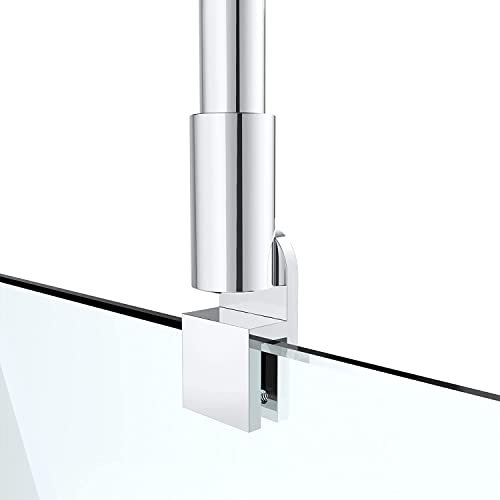 Barra di supporto rotonda per porta della doccia, con braccio in vetro, per pannelli senza cornice, adatta per vetro spesso 6 10 mm (73 x 120 cm)