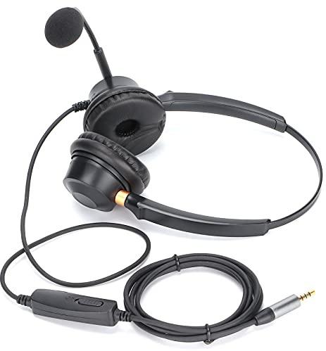 Yctze Premium headset med aluminium – brusreducerande mikrofon, justerbar, lätt telefonheadset företag, samtalscenter, Skype Chat, onlinekurser och konferenssamtal