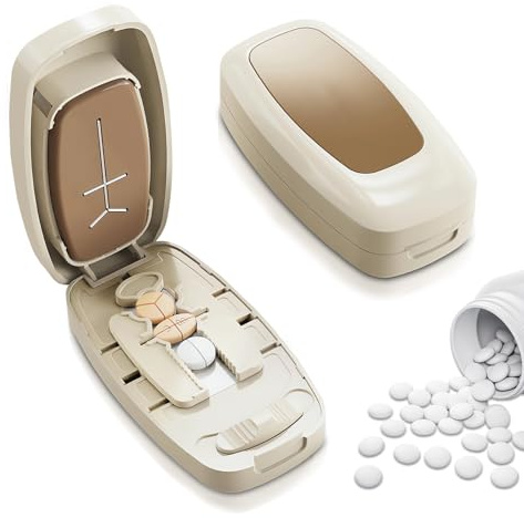 YIQILAIYA Le Taglia Pastiglie Portatili, Taglia Pillole di Precisione, Possono Essere Suddivise in 2, 3 o 4 Parti per Essere Portate o Utilizzate a Casa. (Bianco Latte)