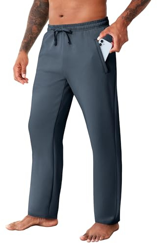 Boyzn Mens Cotton Sweatpants Straight Leg Open Bottom Gym Yoga Workout Running Training Athletic Joggers with Zipper Pockets Casual Lounge Loose Fit Sports Pants Navy-XL