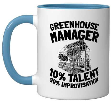 Temperature Cultivation - Horticulture Greenhouse Manager Ceramic Mug, Blue/White