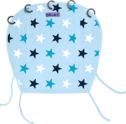 Dooky - Sonnenschutz für Kinderwagen, Buggy & Babyschale - Hellblau mit Sternen - Sonnensegel Wetterschutz, Windschutz Regenschutz Kinderwagen, Sonnenschutz Buggy, Sonnenschirm - Baumwolle