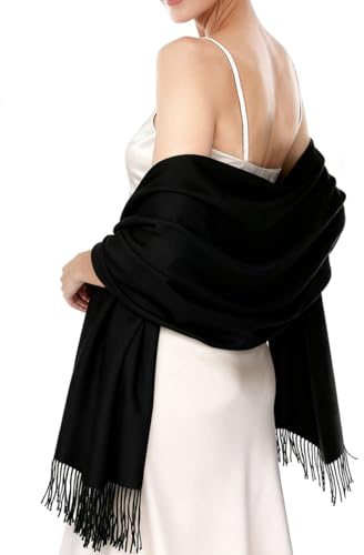 EASE LEAP Pashmina Regalo Boda Invitados Bufanda De Invierno Para Mujer Chal Fiesta Suave Grueso para Mujeres Estolas 200X83cm（Negro）