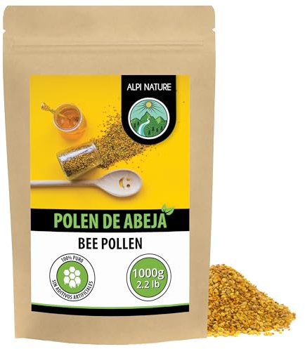 Alpi Nature Polline d'Api 1kg, Polline di Api Naturale Crudo per Smoothie, Cereali, Muesli