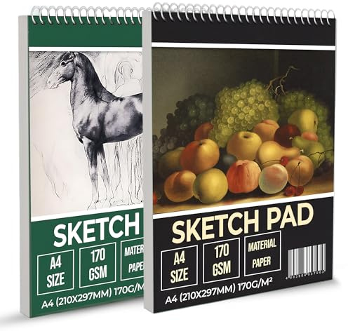 G4GADGET Sketchbook – 2 Pack Wiro Bound Drawing Pad | 170 GSM Thick Art Paper for Sketching, Painting & Drawing | Sketch Book for Artists, Students & Kids (A4)