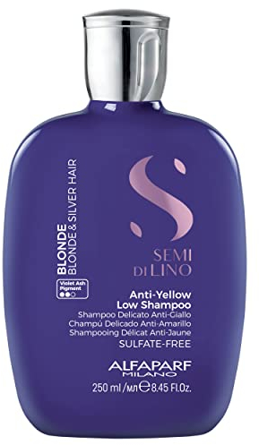 Alfaparf Milano | Semi di Lino Blonde | Anti-Yellow Low Shampoo - Shampoo delicato anti-giallo per capelli biondi e silver, 250ml